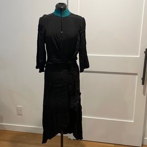 H&M Black on Black Leopard Print Long Sleeve Dress Size 6